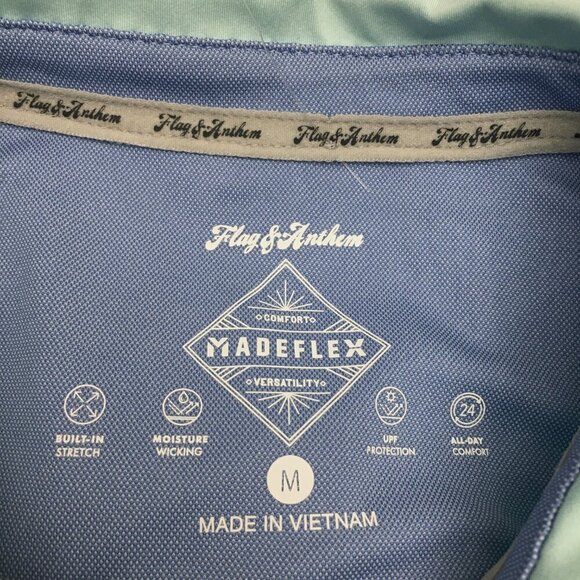 NEW Flag & Anthem Men's Light Blue Madeflex Golf Polo Shirt Lightweight Medium - Picture 6 of 8